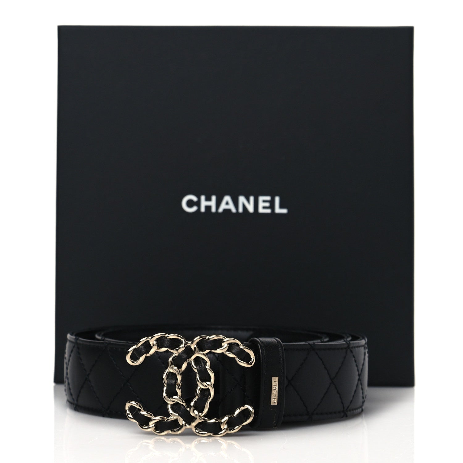 Chanel Calfskin Quilted CC Chain Belt 85 Black 9 of 9