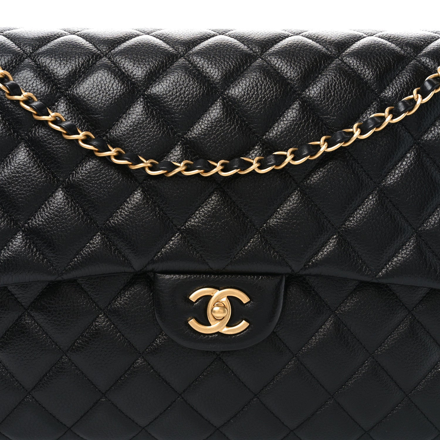 Chanel Grained Calfksin Quilted XXL Travel Flap Bag Black 8 of 10