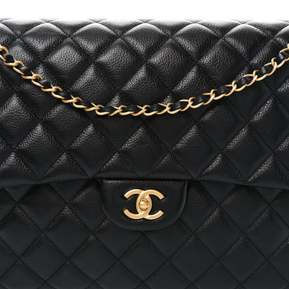 Chanel Grained Calfksin Quilted XXL Travel Flap Bag Black 8 of 10