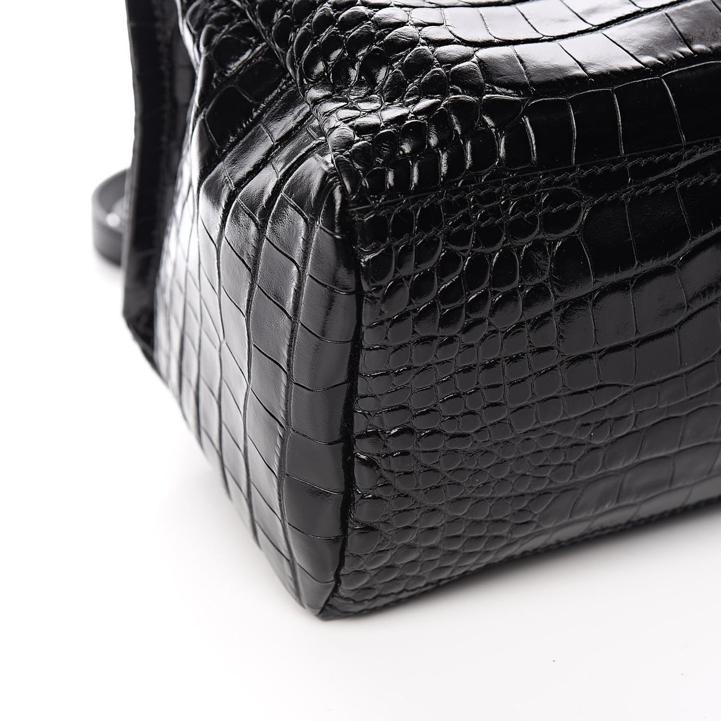 Calfskin Crocodile Embossed Small Pandora Black