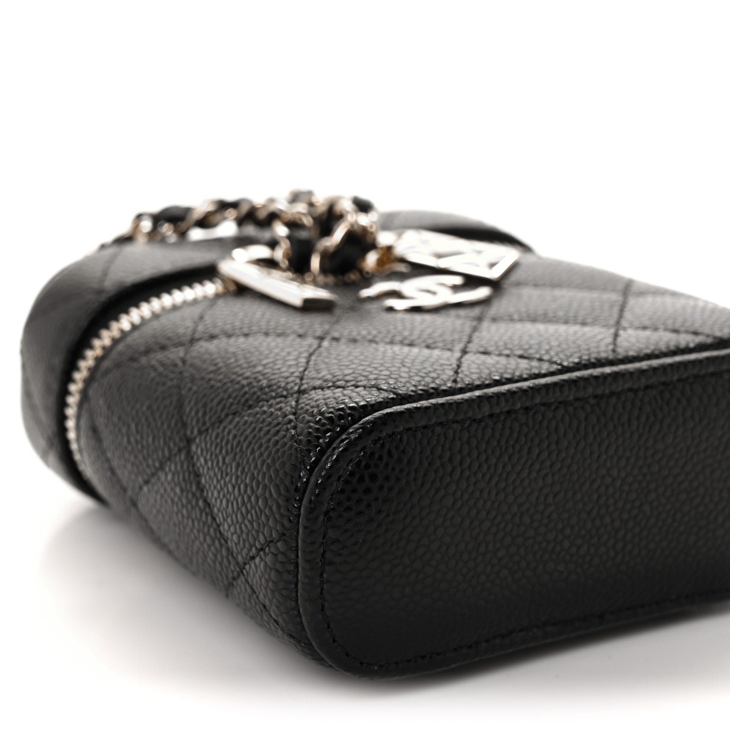 Chanel Caviar Quilted Small Handle With Care Vanity Case With Chain Black 8 of 9