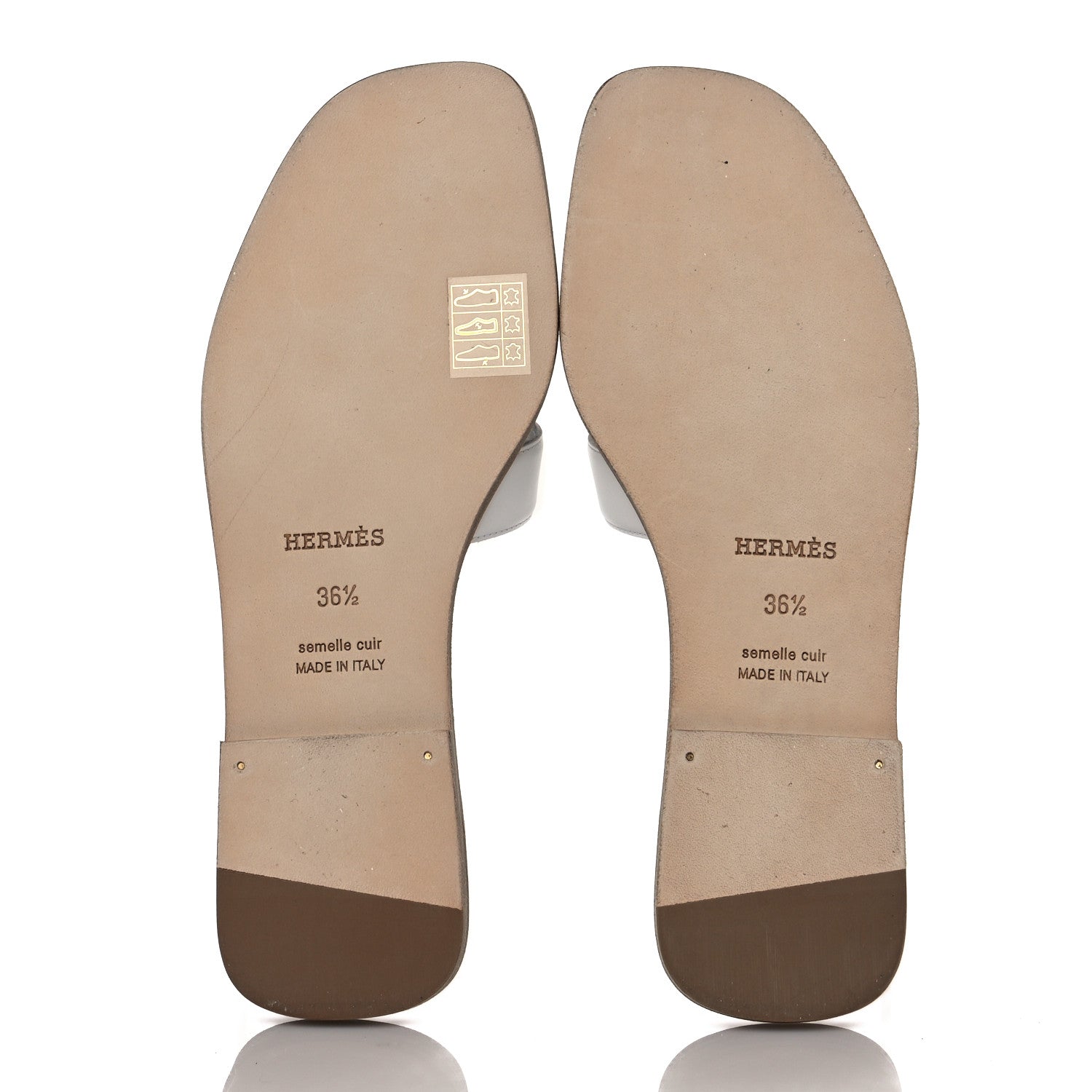 Hermes Metallic Nappa Box Oran Sandals 36.5 White Gris Argente 5 of 9