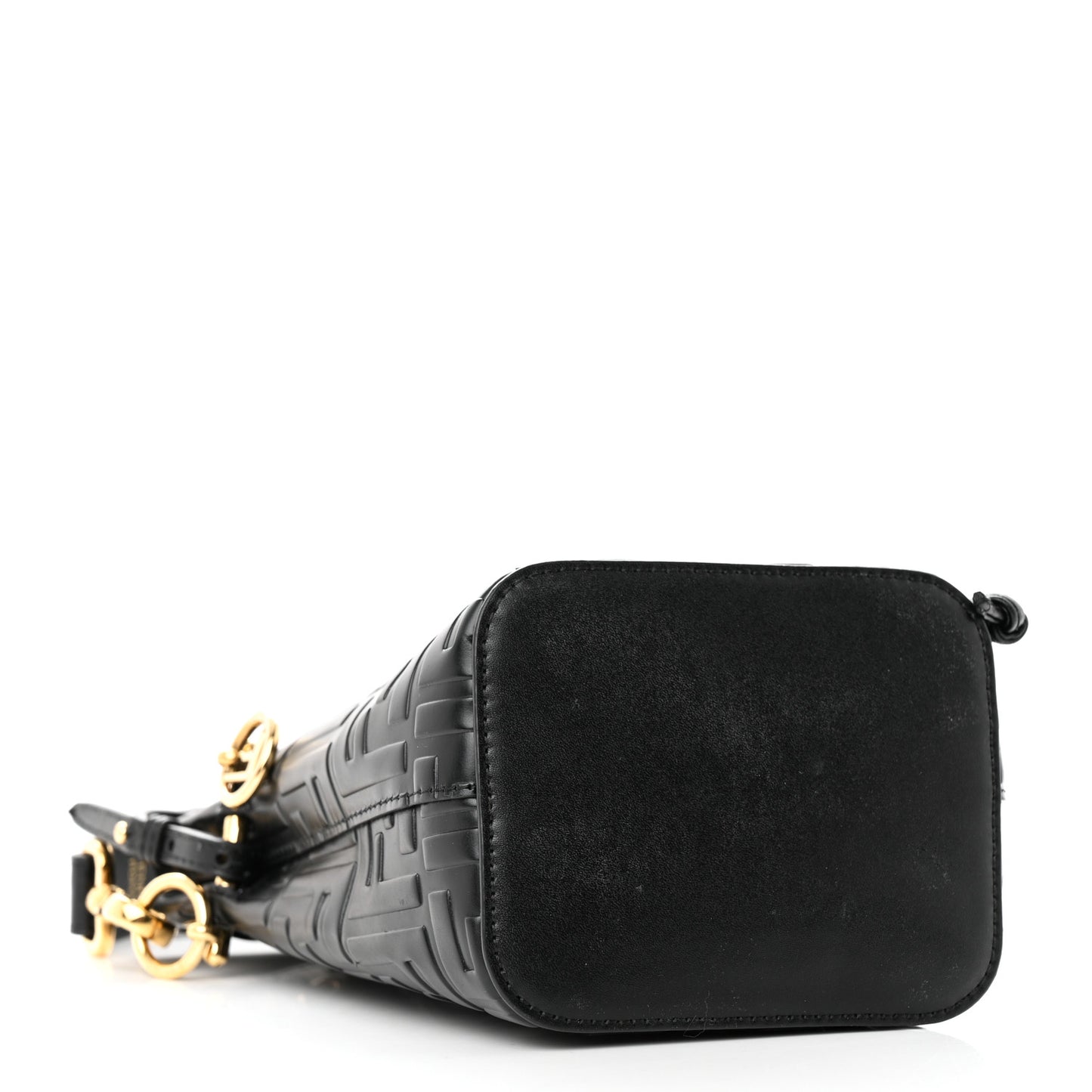 Vitello Liberty F is Fendi FF 1974 Embossed Mini Mon Tresor Bucket Bag Black