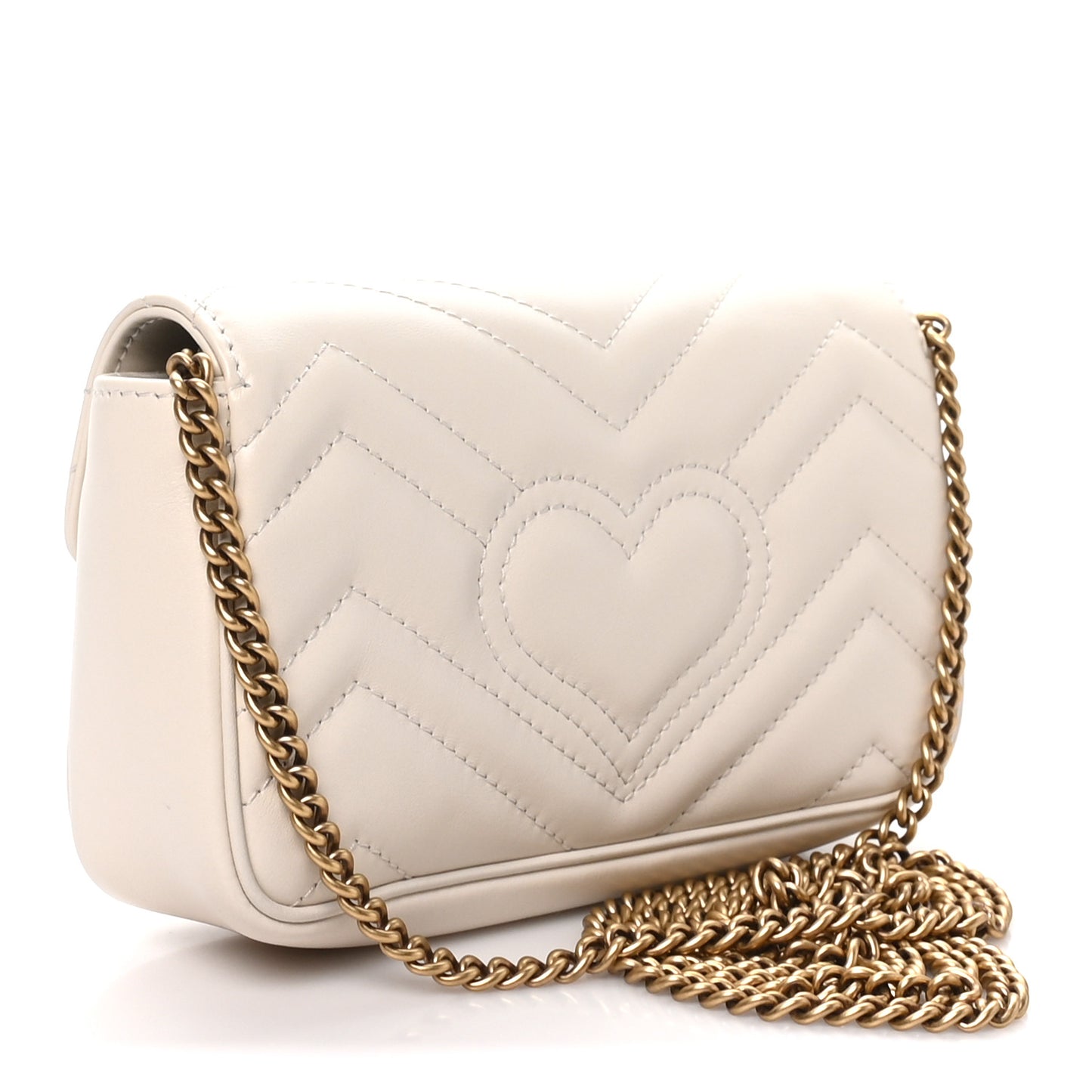 Calfskin Matelasse Super Mini GG Marmont Shoulder Bag White