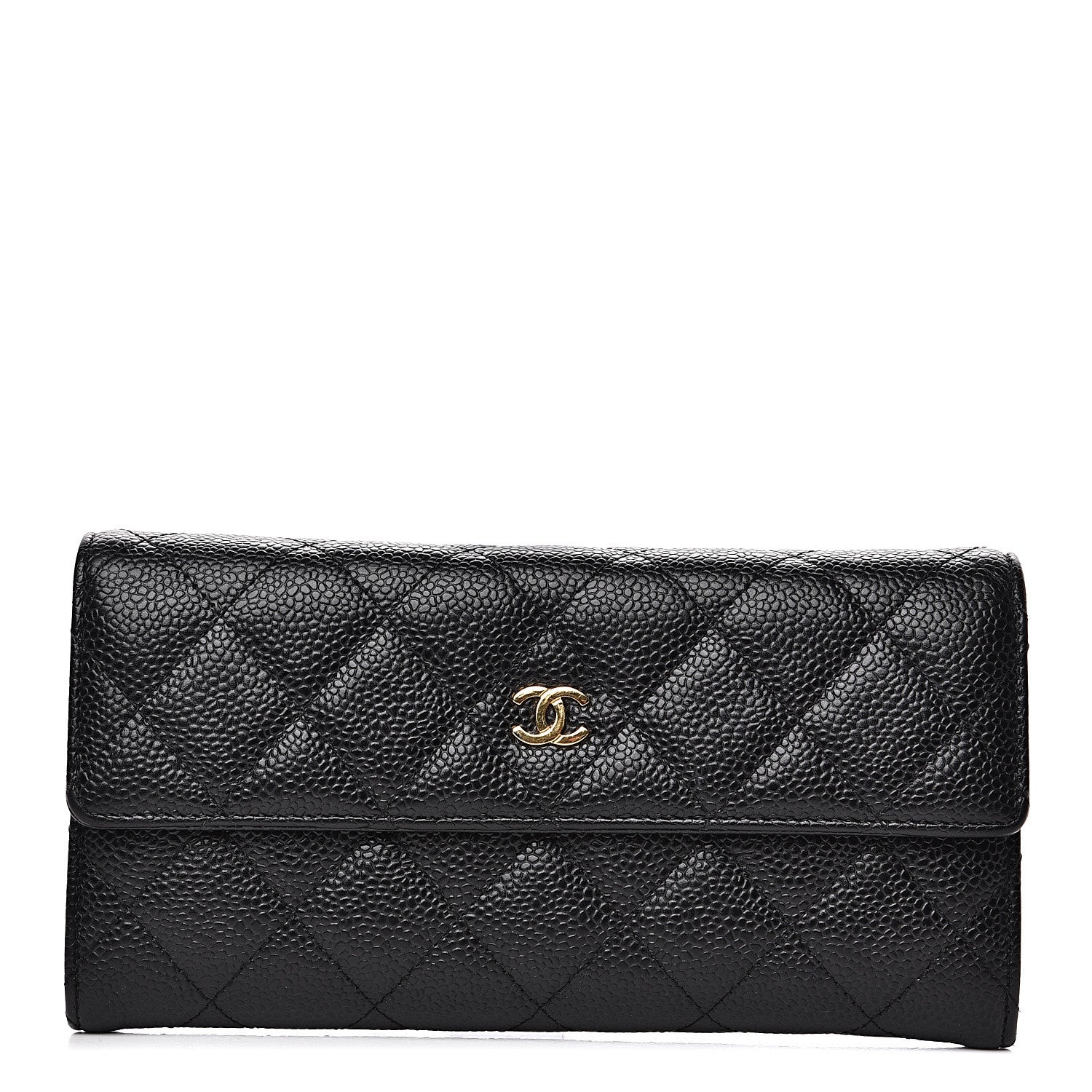 Chanel Caviar Quilted Large Gusset Flap Wallet Black 1 of 9