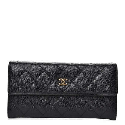Chanel Caviar Quilted Large Gusset Flap Wallet Black 1 of 9