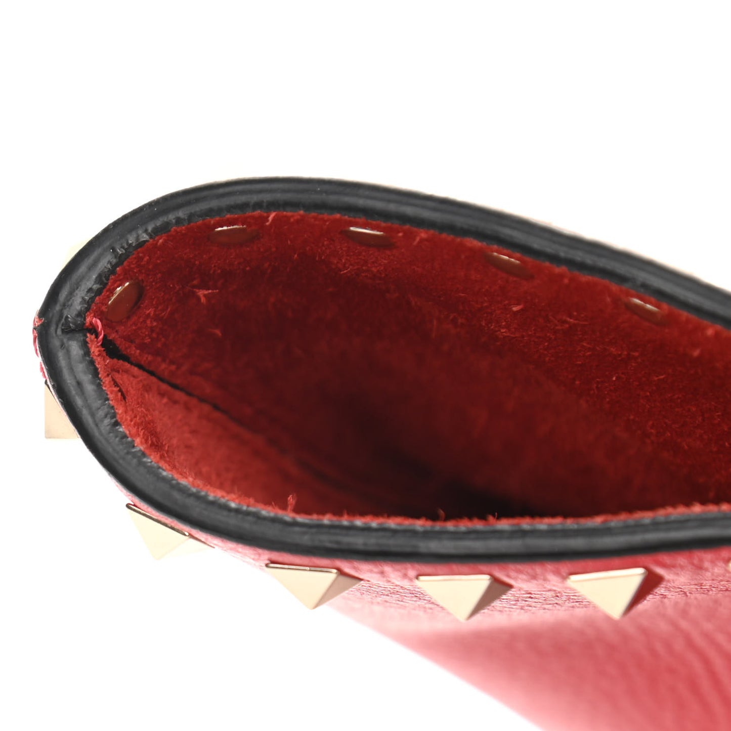 Grained Calfskin Small Rockstud Shoulder Tote Rouge Pur