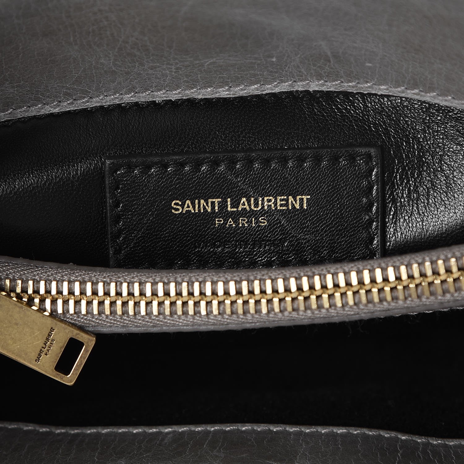 Saint Laurent Waxed Calfskin Matelasse Chevron Medium Monogram College Bag Fog Gray 6 of 7
