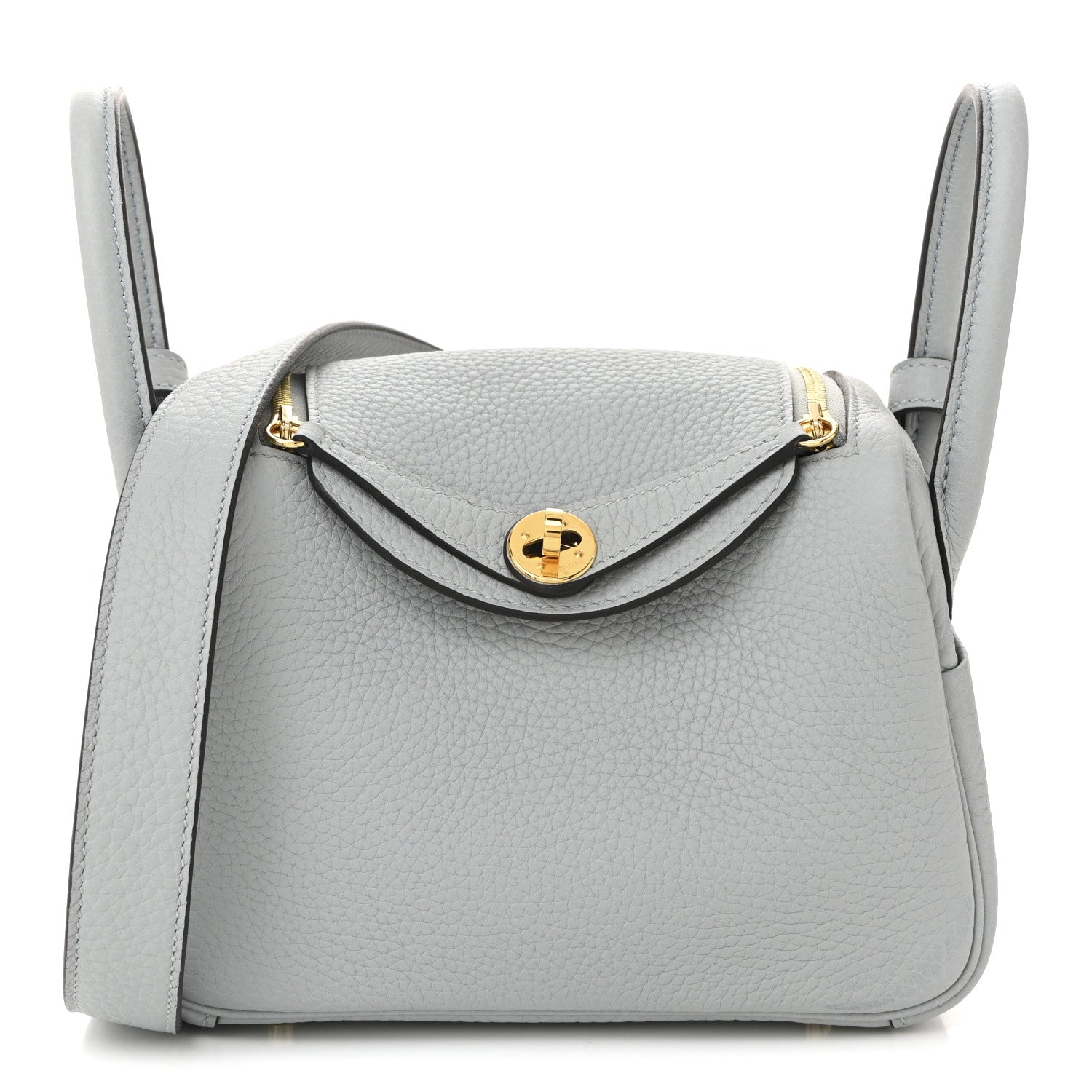 Hermes Taurillon Clemence Mini Lindy 20 Bleu Glacier 1 of 11