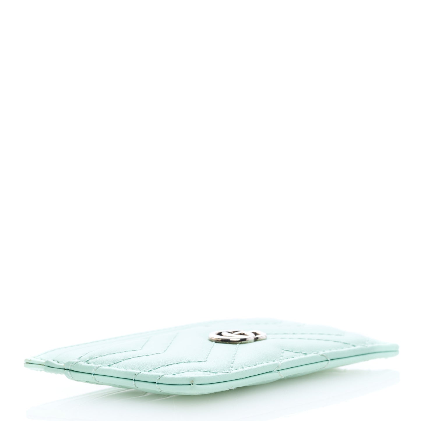 Calfskin Matelasse GG Marmont Card Holder Water Green