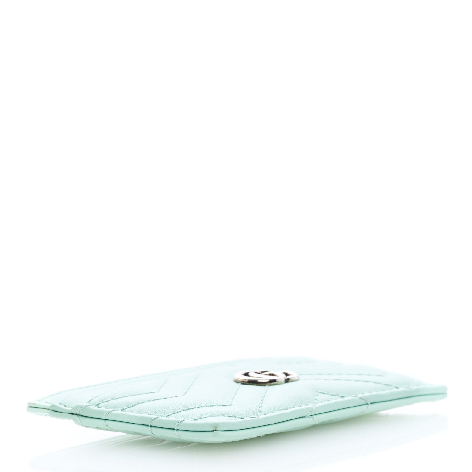 Gucci Calfskin Matelasse GG Marmont Card Holder Water Green 4 of 6