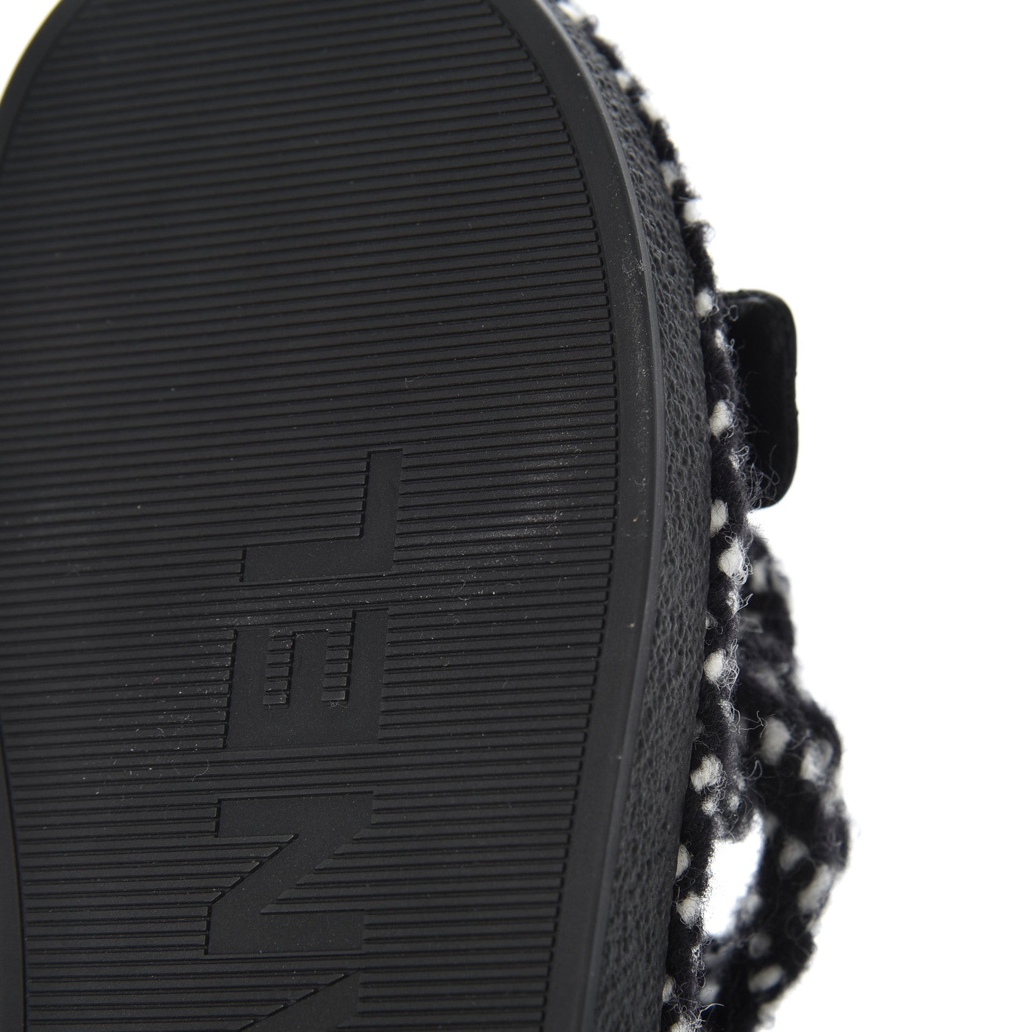 Chanel Cord Lambskin Quilted Logo Sandals 39 Black White 10 of 10