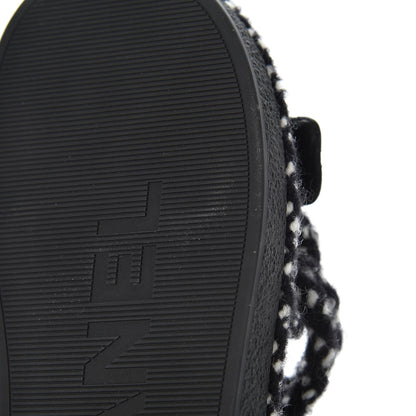 Chanel Cord Lambskin Quilted Logo Sandals 39 Black White 10 of 10