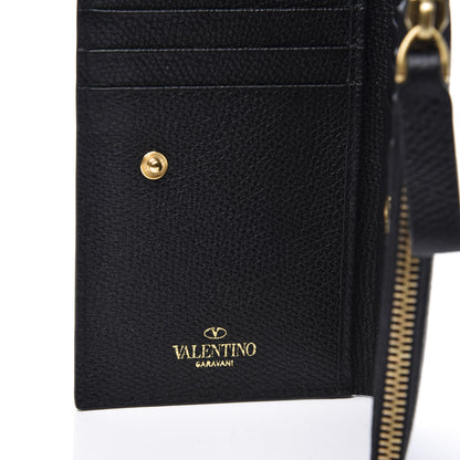 Valentino Garavani Grained Calfskin VLogo Coin Case Card Holder Black 5 of 8