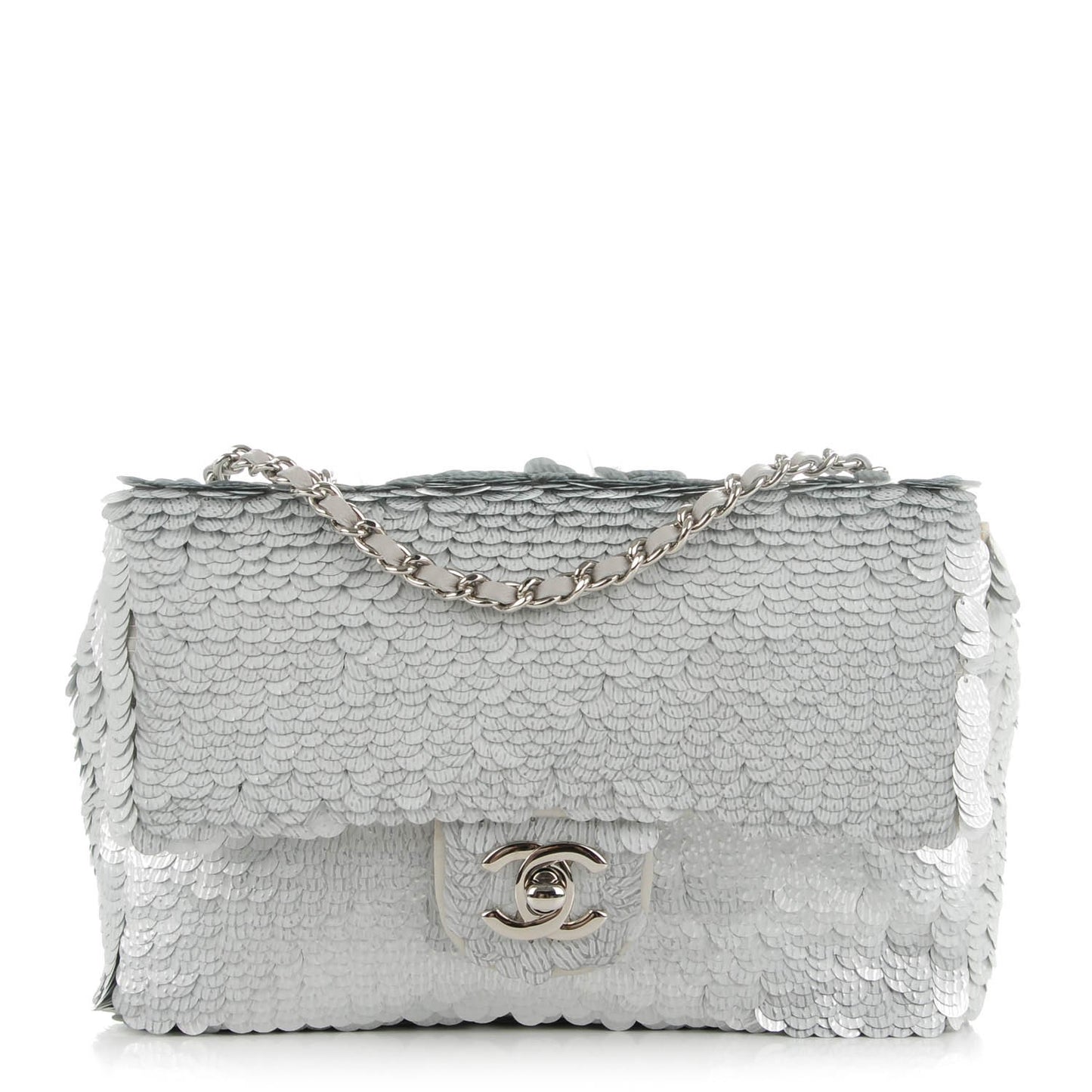 Sequin Paillette Small Flap Silver