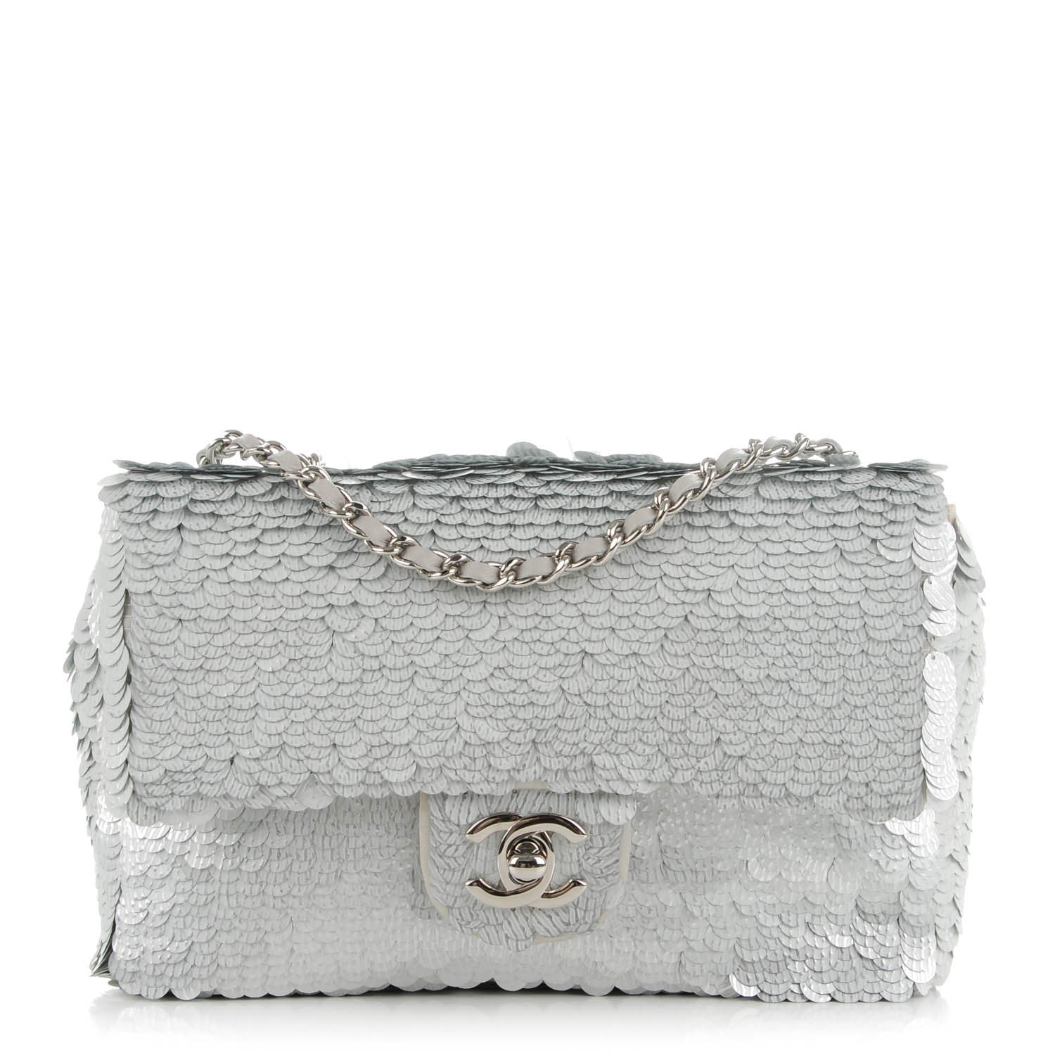 Chanel Sequin Paillette Small Flap Silver 1 of 8