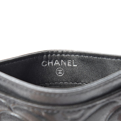 Chanel Goatskin Camellia Embossed Card Holder Anthracite 6 of 9