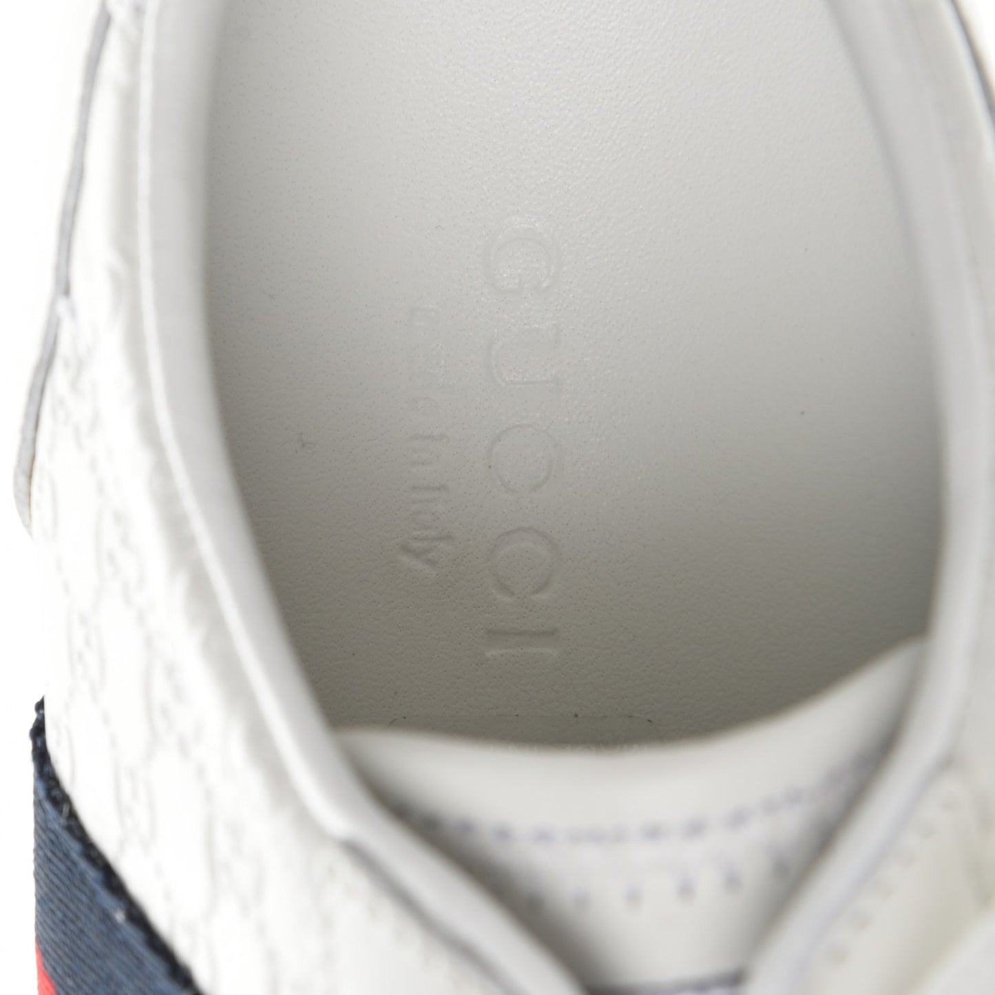 Guccissima Calfskin Web Mens Sneakers 36 White