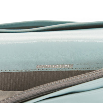 Chanel Lambskin Camellia Embossed Yen Wallet Light Blue 7 of 8
