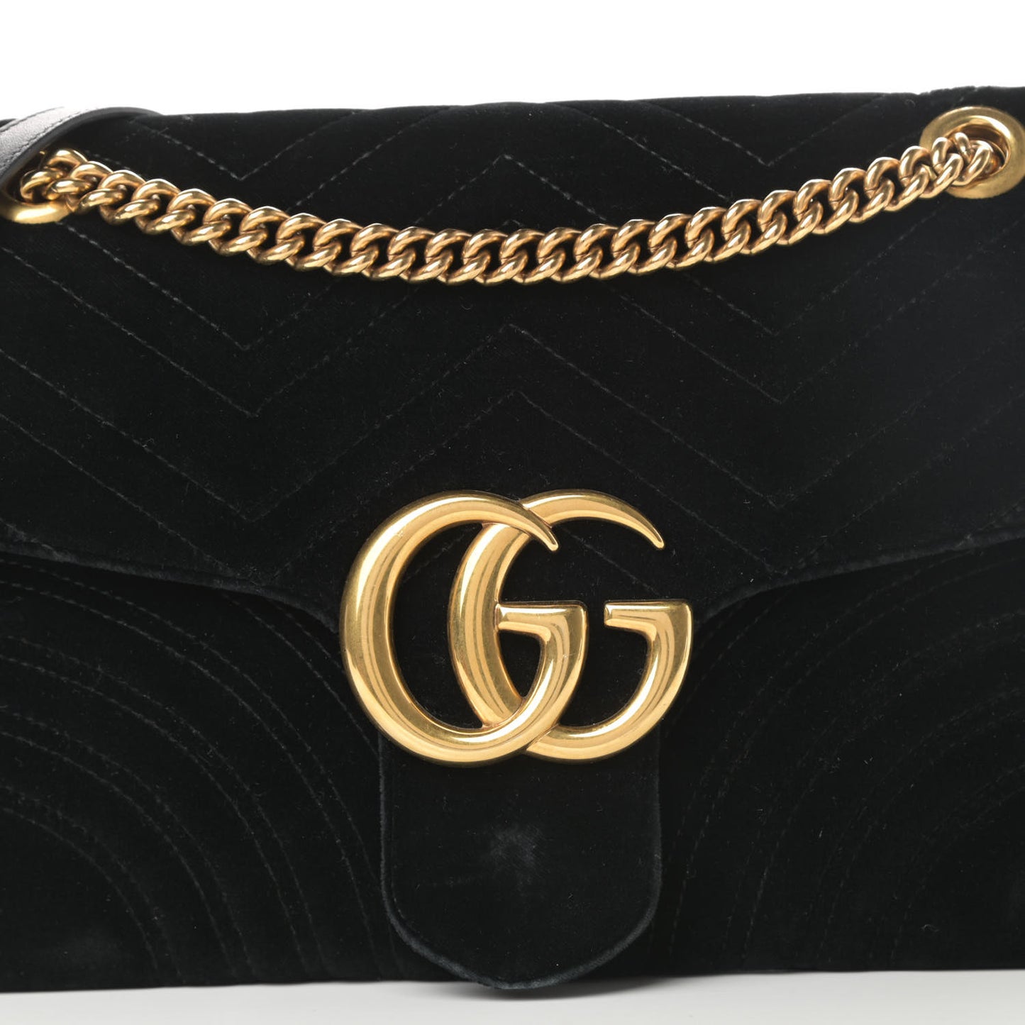 Velvet Matelasse Medium GG Marmont Shoulder Bag Black