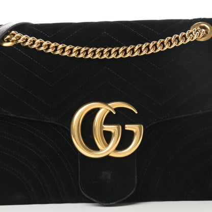 Gucci Velvet Matelasse Medium GG Marmont Shoulder Bag Black 8 of 16