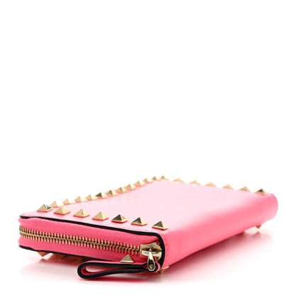 Valentino Garavani Calfskin Rockstud Zip Around Wallet  Fuxia Fluo 4 of 10