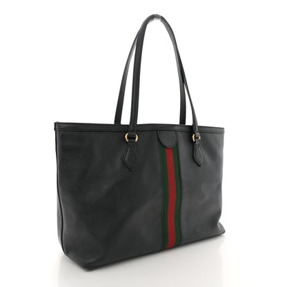 Gucci Textured Calfskin Web Medium Ophidia Shopping Tote Black 3 of 15