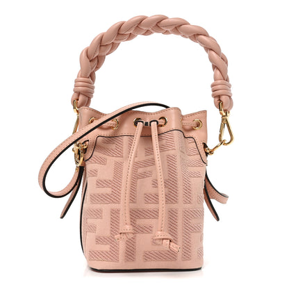 Fendi Canvas Nappa F is Fendi FF Embroidered Mini Mon Tresor Bucket Bag Baby Pink 1 of 10