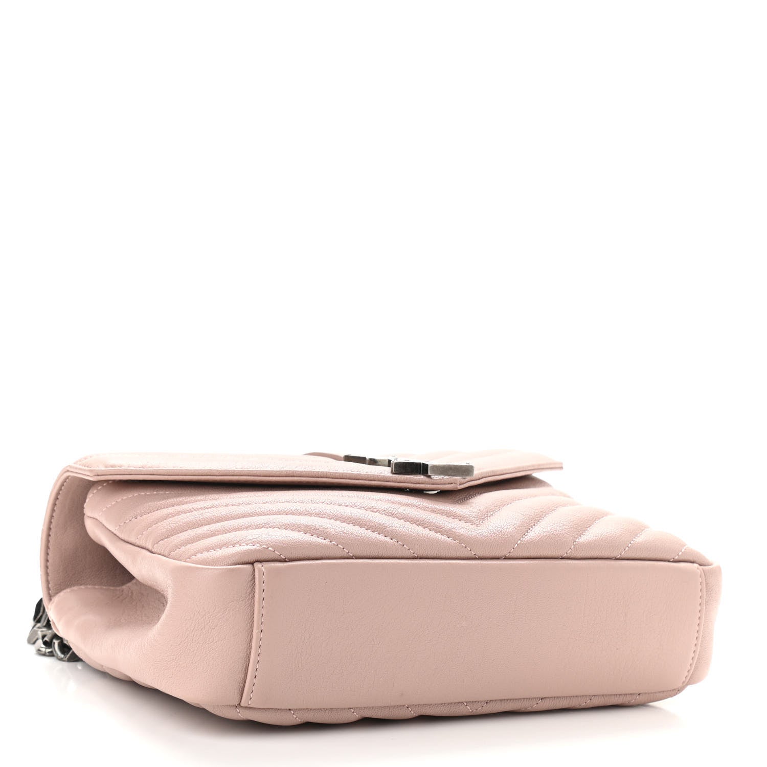 Saint Laurent Sheepskin Matelasse Chevron Monogram Medium College Bag Rose Poudre 4 of 9