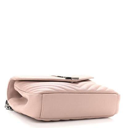 Saint Laurent Sheepskin Matelasse Chevron Monogram Medium College Bag Rose Poudre 4 of 9