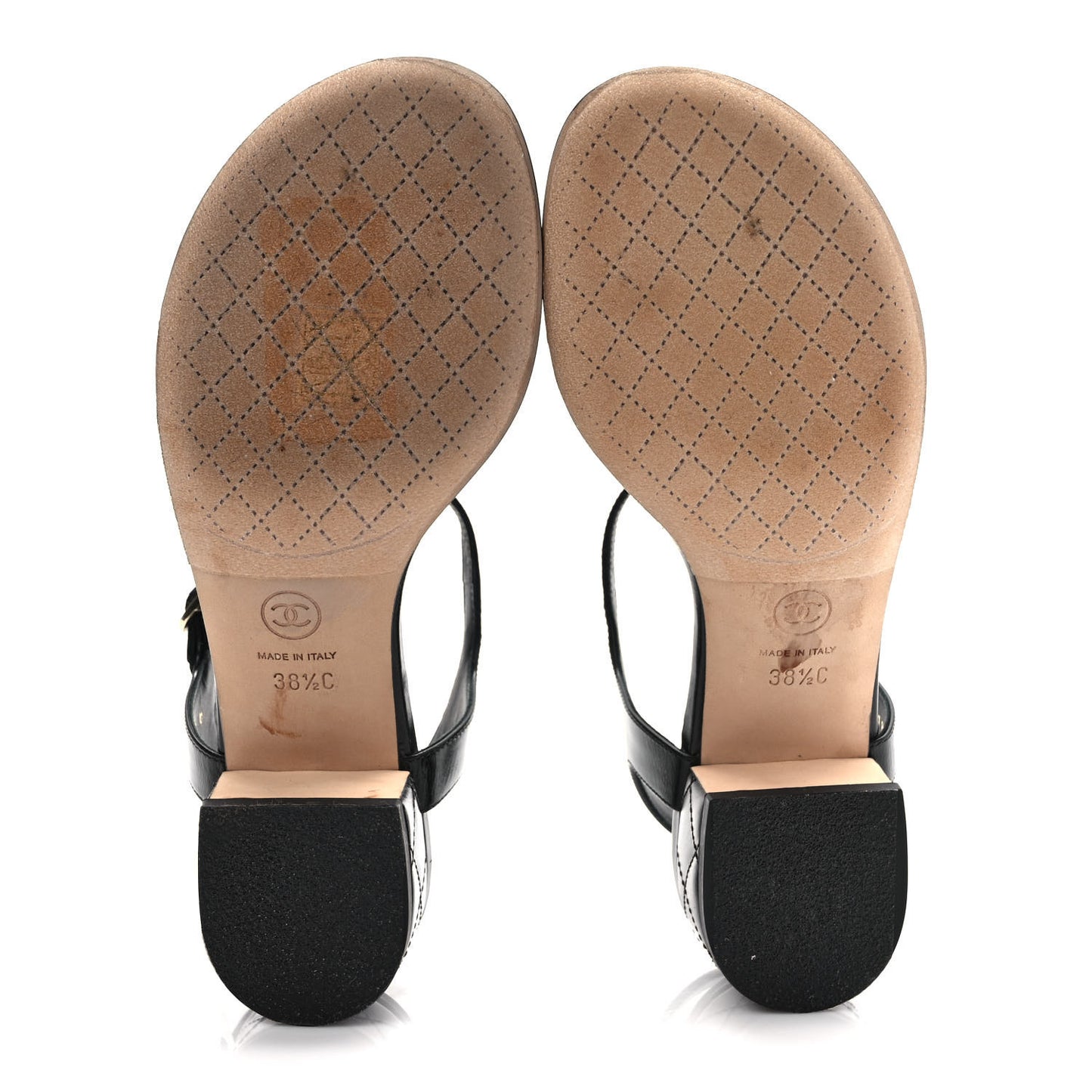 Calfskin Medallion CC Thong Sandals 38.5 Black