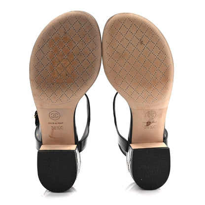 Chanel Calfskin Medallion CC Thong Sandals 38.5 Black 5 of 12