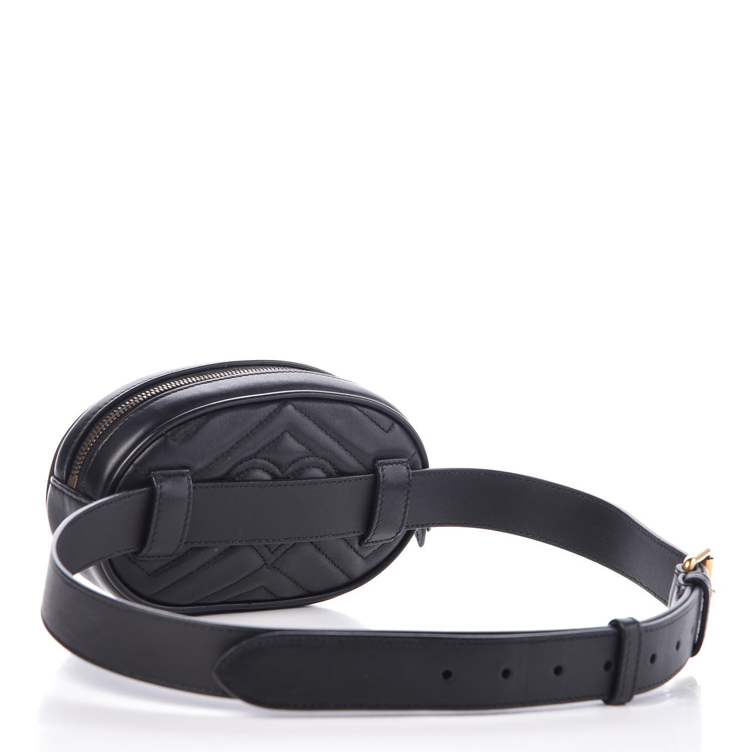 Gucci Calfskin Matelasse GG Marmont Belt Bag 95 38 Black 3 of 12