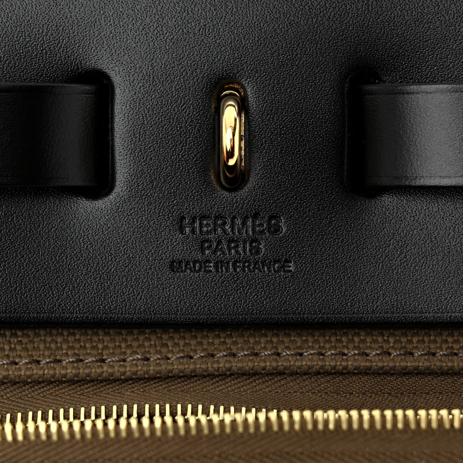 Hermes Vache Hunter Toile Herbag Zip 31 PM Khaki Black 7 of 12