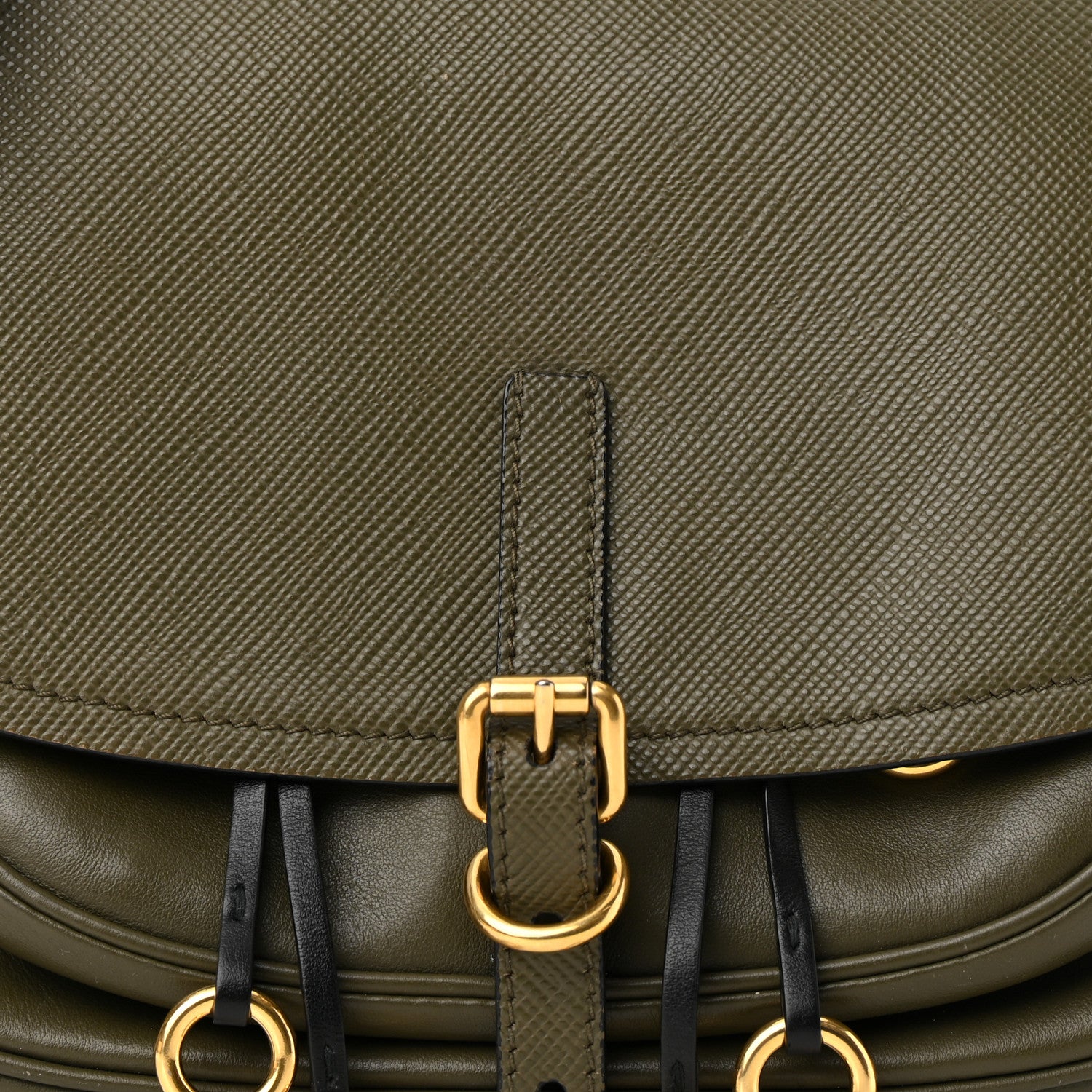Prada Saffiano Cuir Calf Corsaire Bag Militare Black 8 of 14