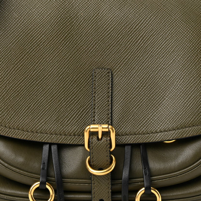 Prada Saffiano Cuir Calf Corsaire Bag Militare Black 8 of 14