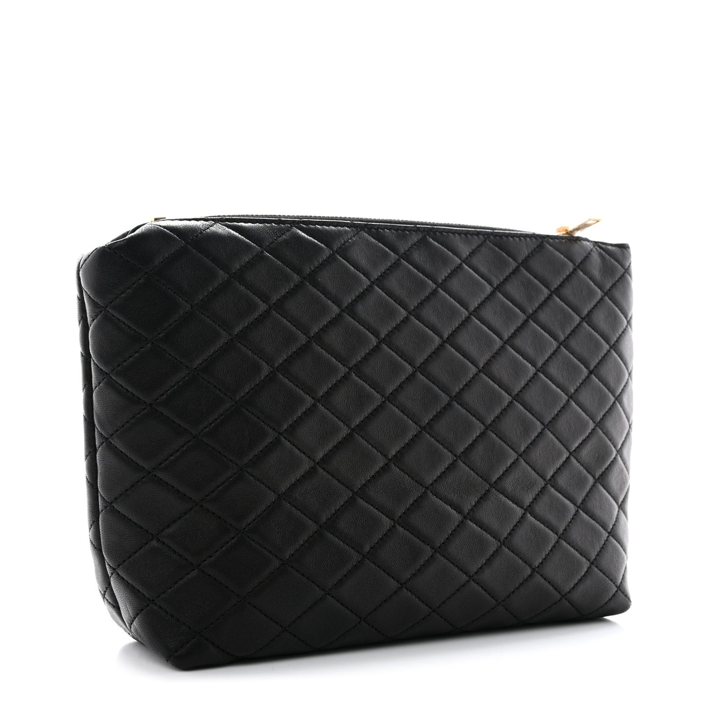 Lambskin Quilted Gaby Cosmetic Pouch Black