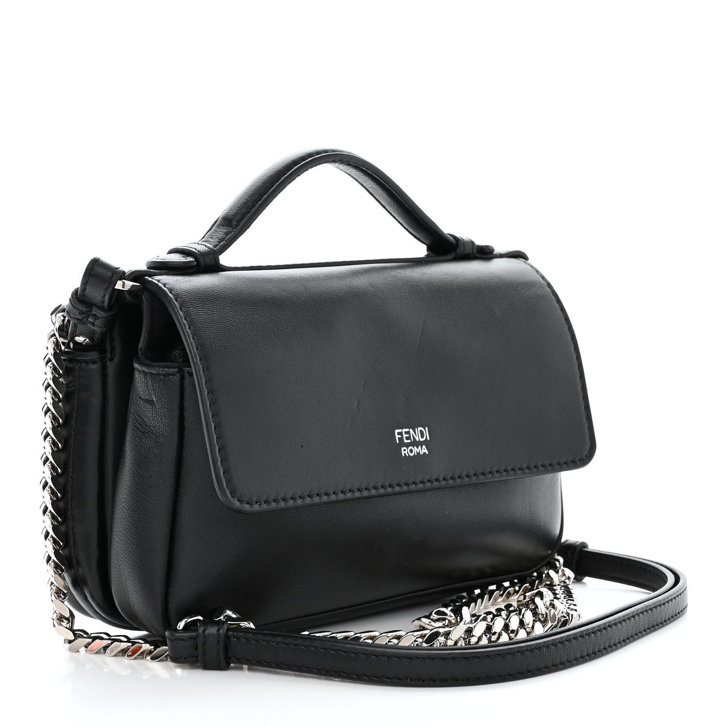 Shiny Nappa Trapuntata Micro Double Baguette Black