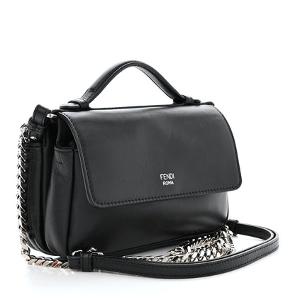 Fendi Shiny Nappa Trapuntata Micro Double Baguette Black 3 of 11