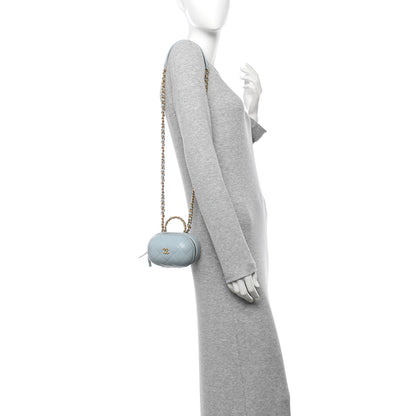 Chanel Lambskin Quilted CC Bubble Vanity Case With Chain Light Blue 2 of 11