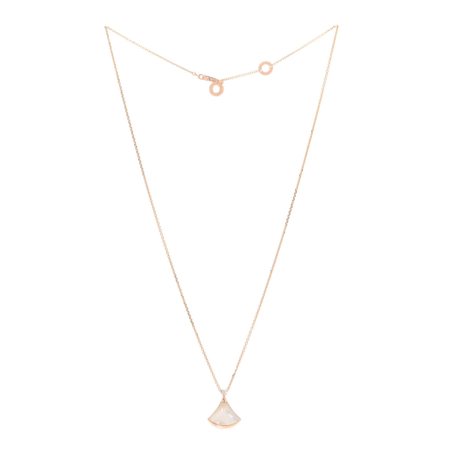 Bulgari 18K Rose Gold Diamond Mother of Pearl Small Divas' Dream Pendant Necklace 3 of 7