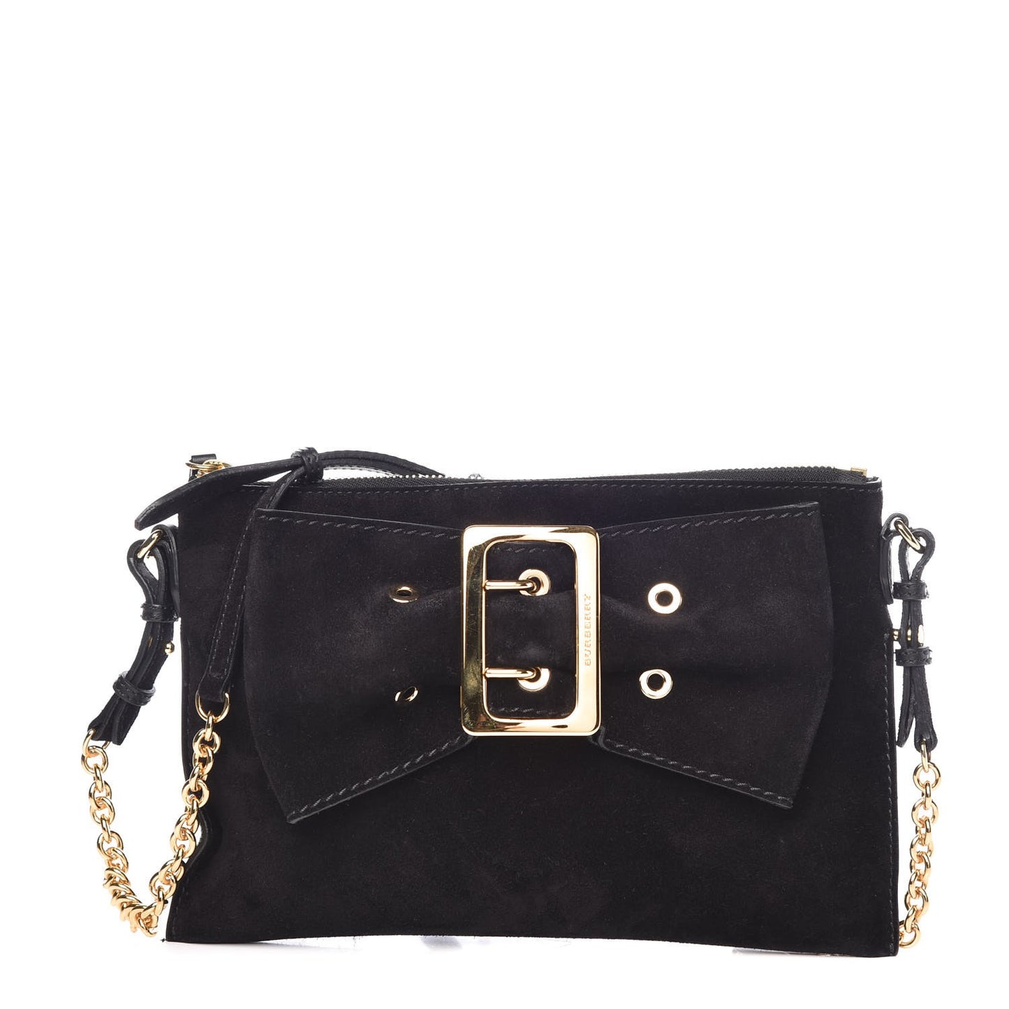 Suede Bow Buckle Crossbody Bag Black