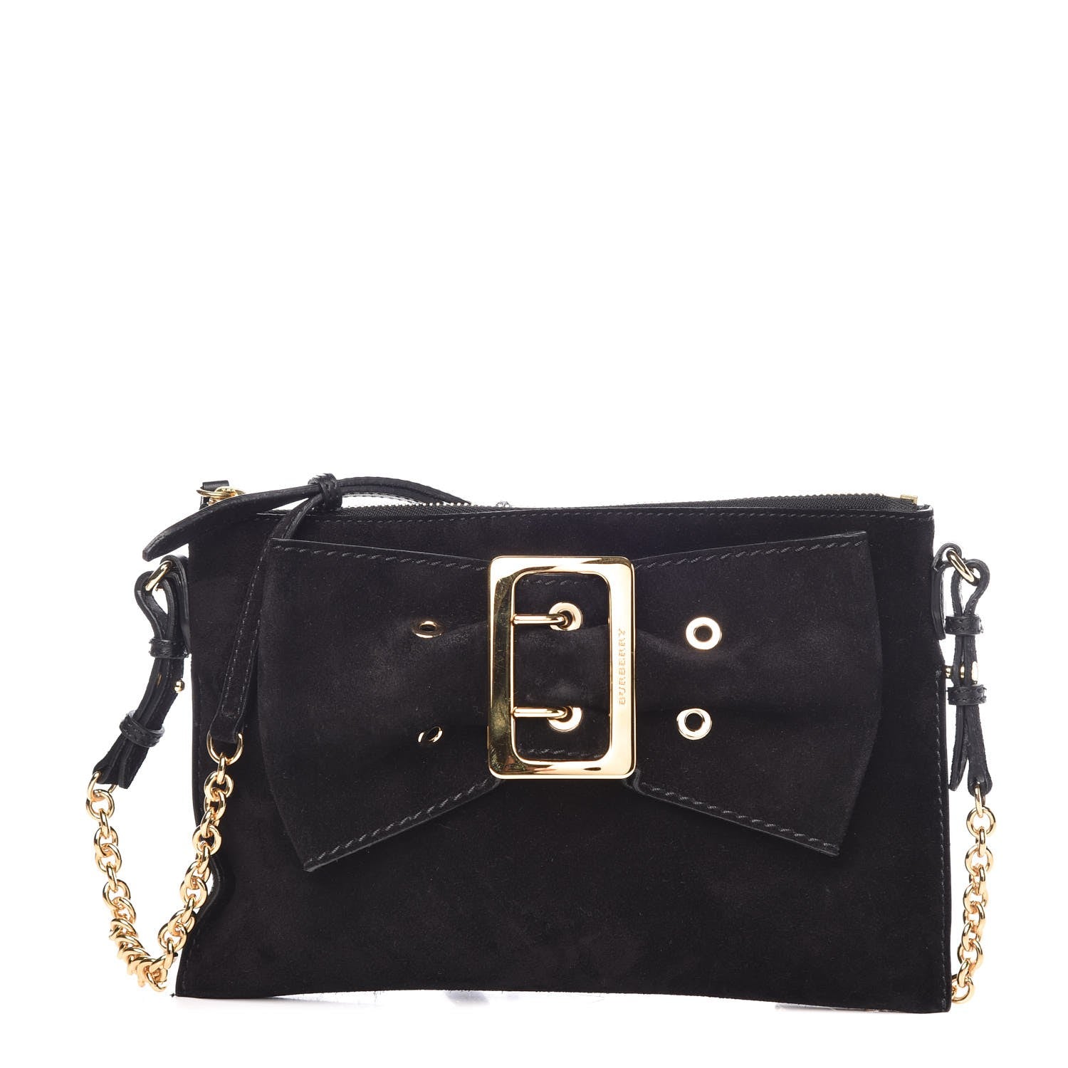 Burberry Suede Bow Buckle Crossbody Bag Black 1 of 9