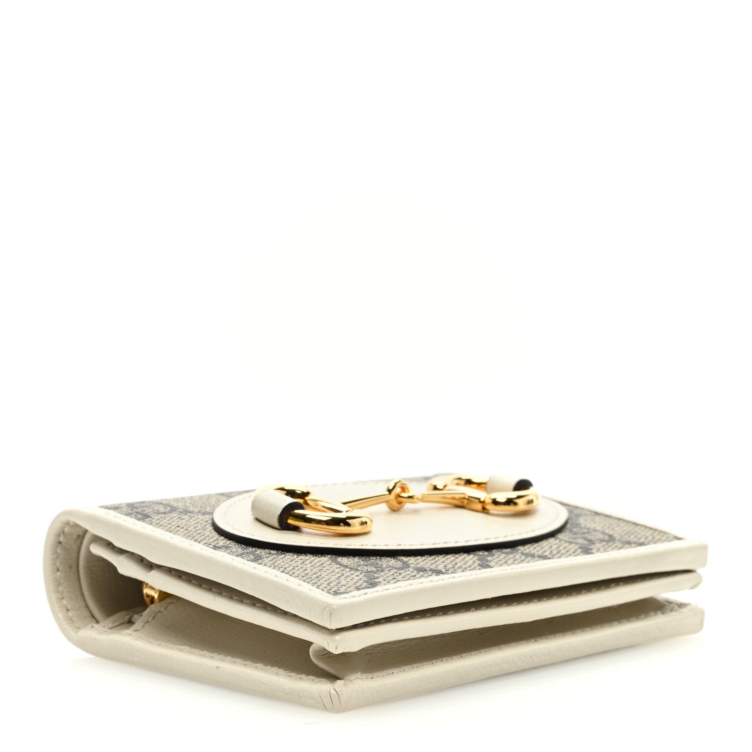 Gucci GG Supreme Monogram Azalea Calfskin Horsebit 1955 Card Case Wallet Beige Ebony Mystic White 4 of 6
