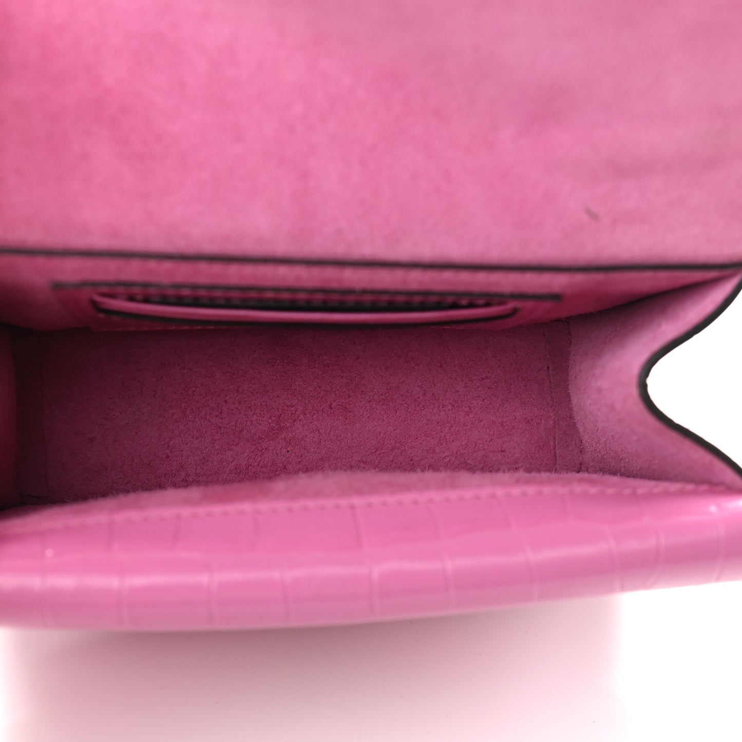 Calfskin Crocodile Embossed Small Harlow Satchel Raspberry Pink