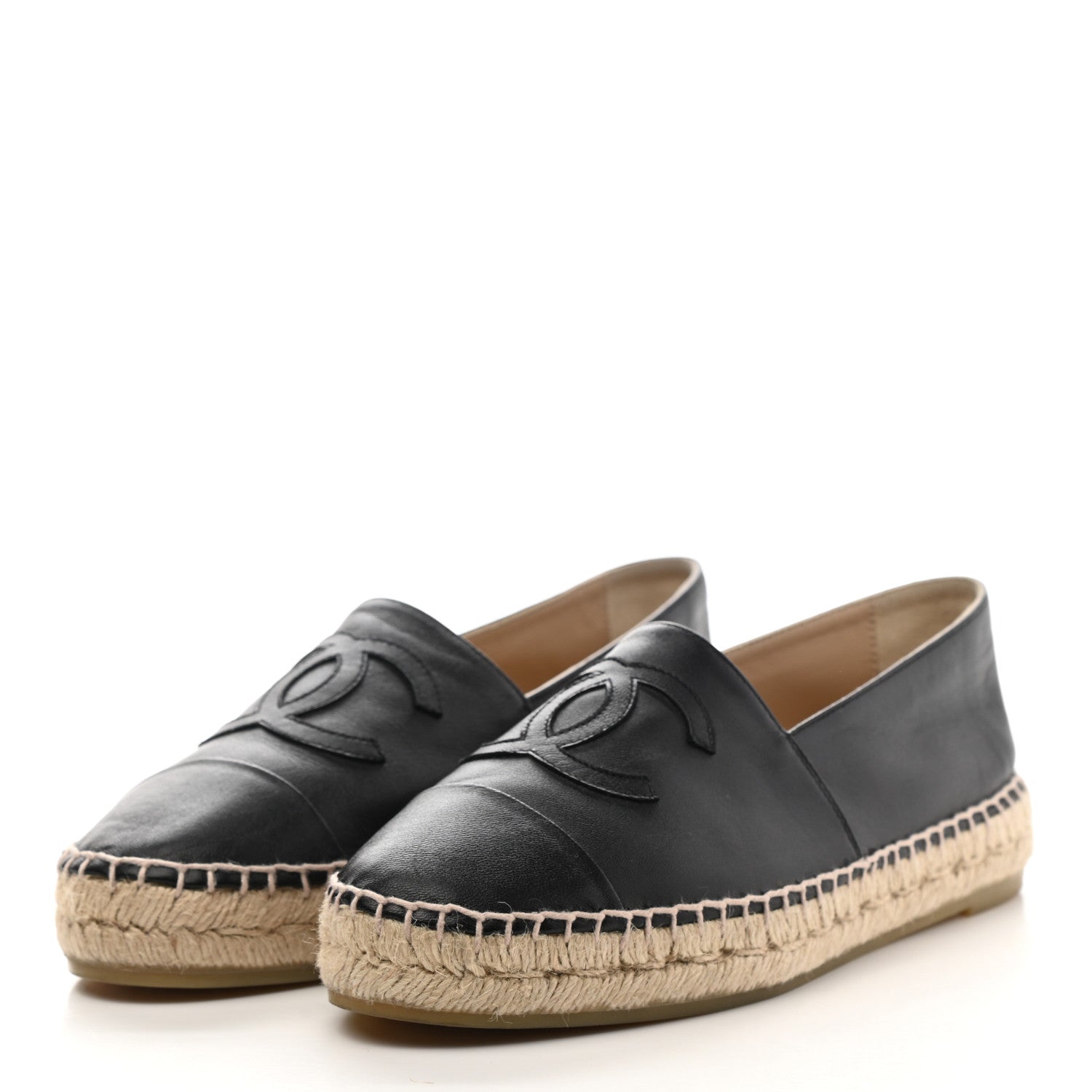 Chanel Lambskin CC Espadrilles 37 Black 3 of 10