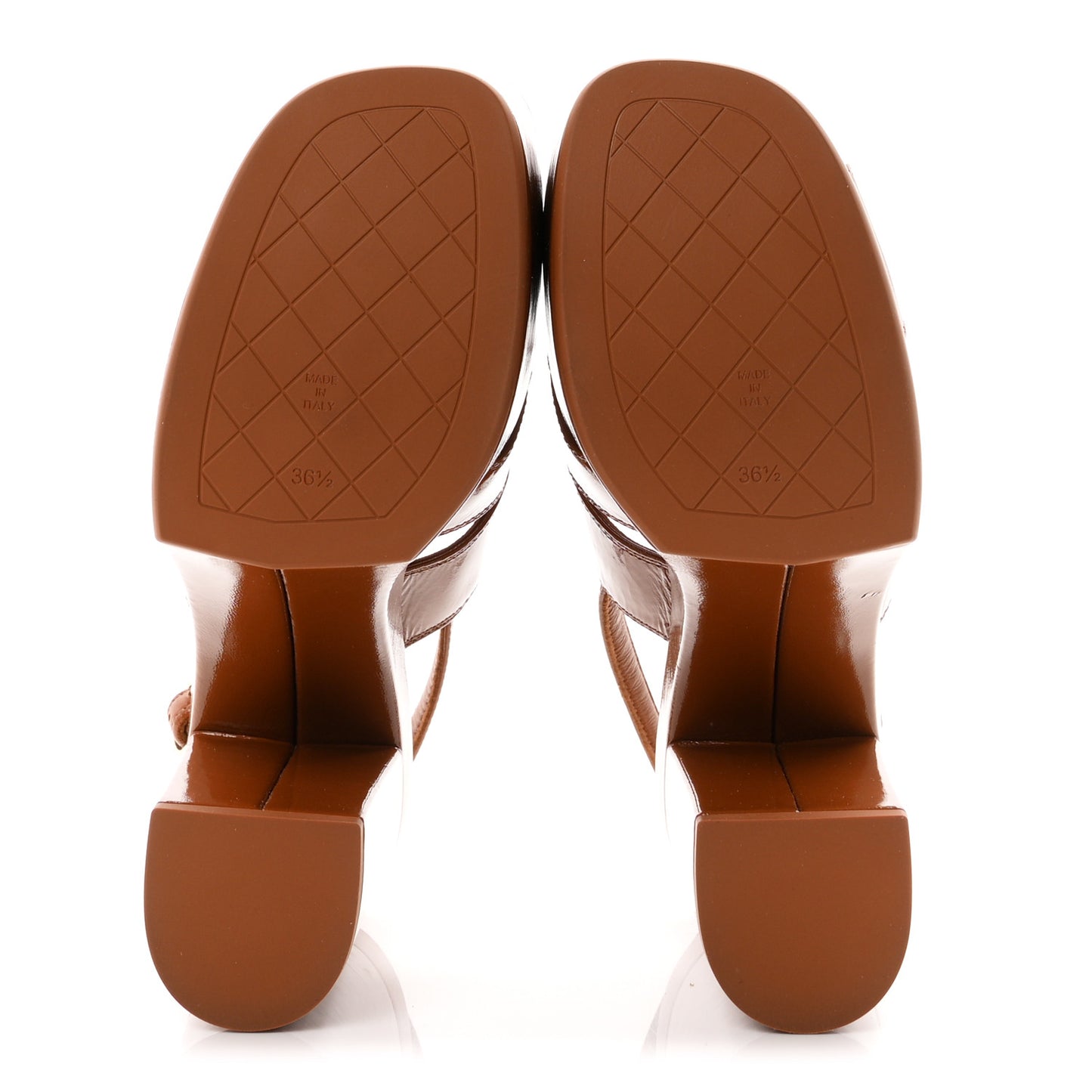 Crumpled Patent Lambskin Platform Sandals 36.5 Light Brown