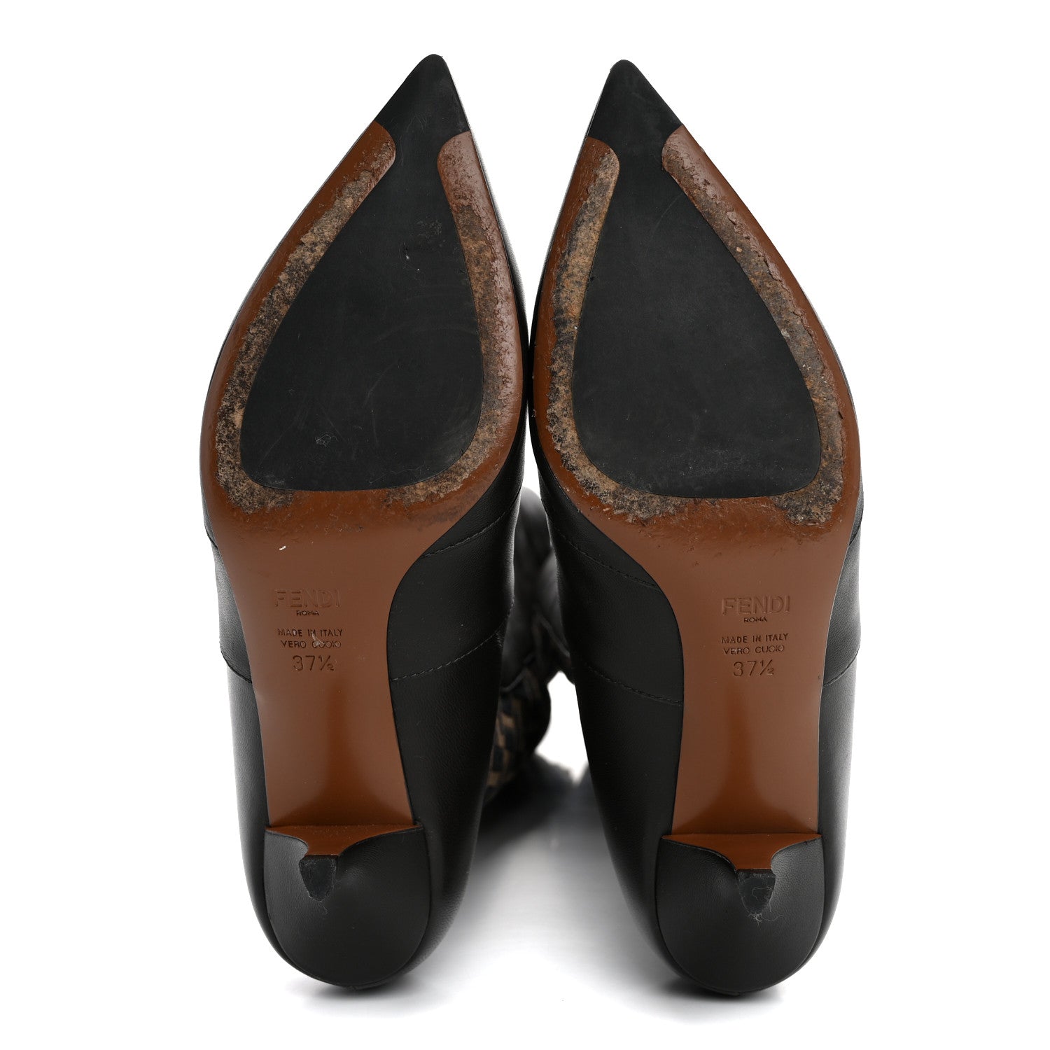 Fendi Nappa Microfiber Fabric FF Rockoko Thigh High Boots 37.5 Ebano Tobacco Black 5 of 10
