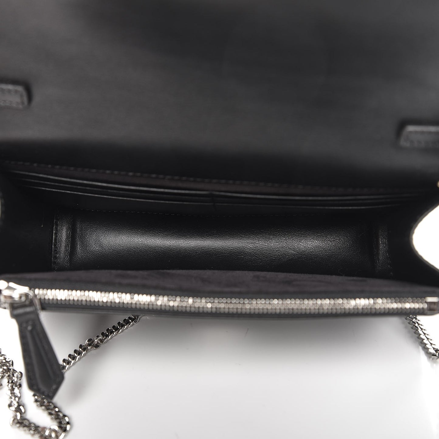 Shiny Nappa Trapuntata Dotcom Tube Wallet On Chain Black