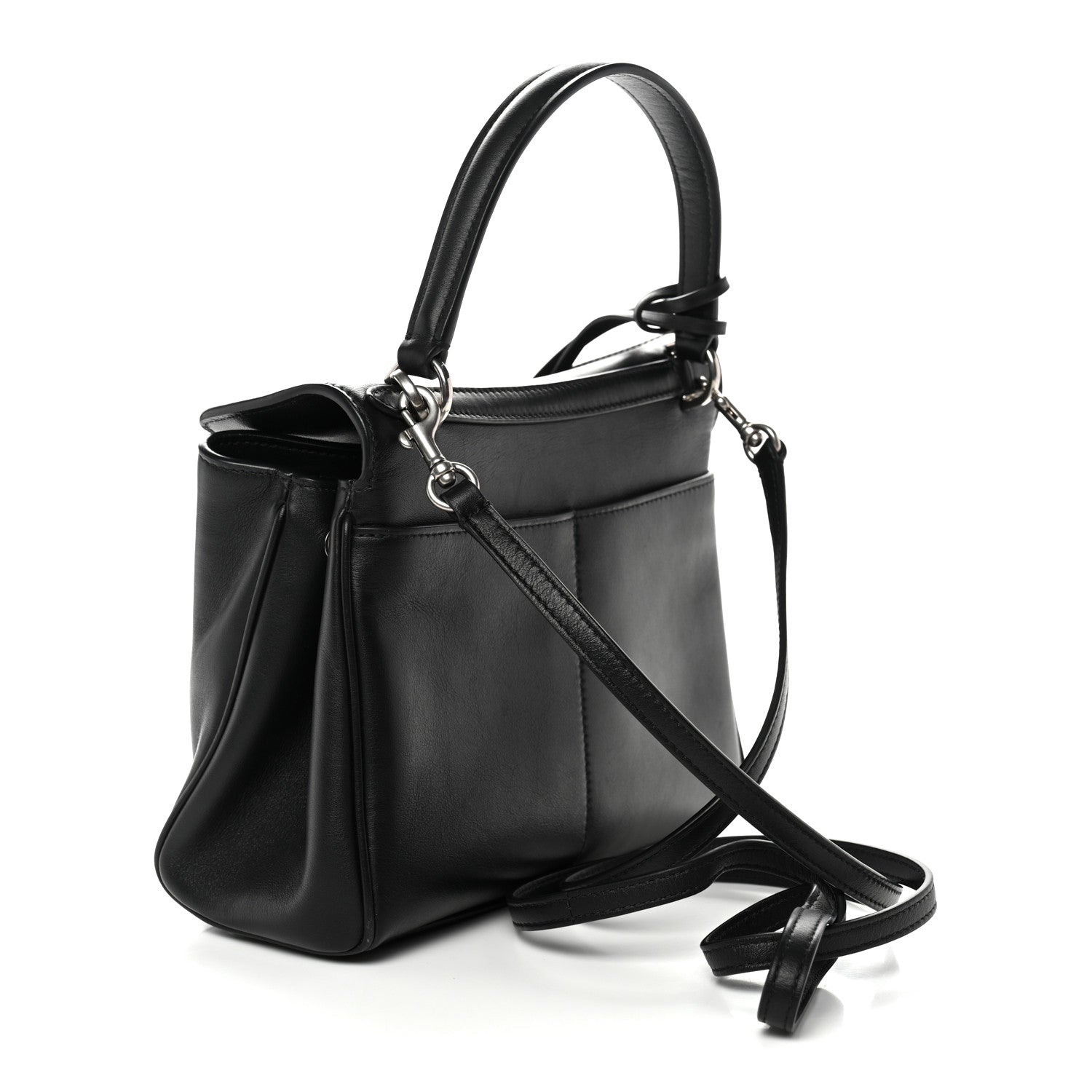 Balenciaga Natural Smooth Calfskin Mini Rodeo Top Handle Handbag Black 3 of 10